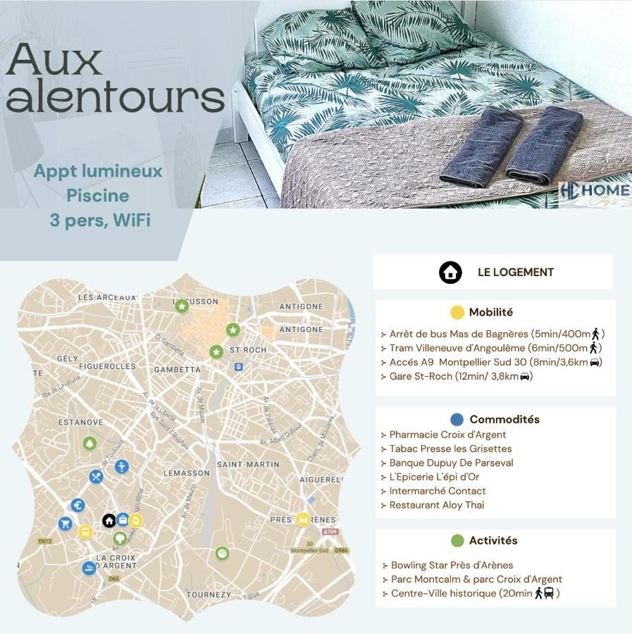 Appt Lumineux, Piscine, Wifi Apartment Montpellier Bagian luar foto